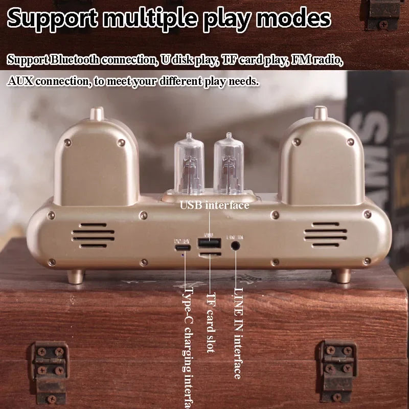 Enceinte Bluetooth rétro avec lampe d'ambiance