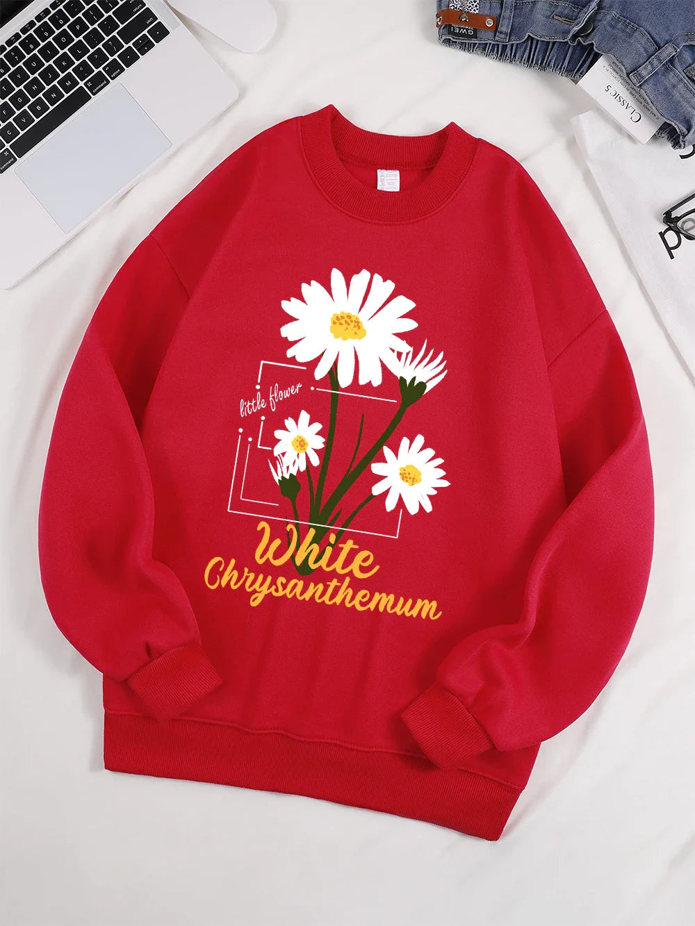 Little White Chrysanthemum Sweatshirt