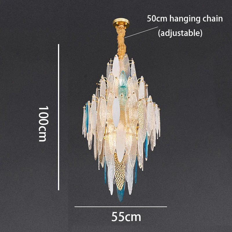 Blue Wave Glass Artistic Chandelier