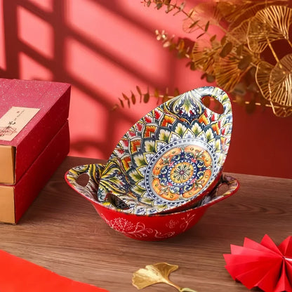 Bohemian Mandala Ceramic Serving Bowls