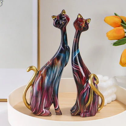 Nordic Resin Abstract Cat Statue