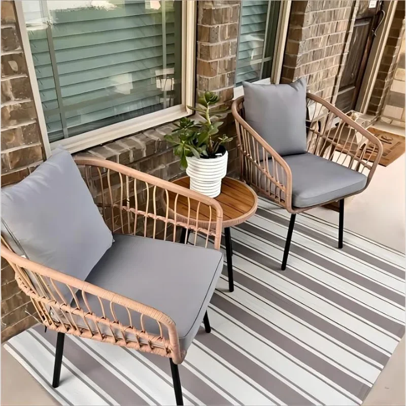 Rattan Conversation Set with Table and Chair