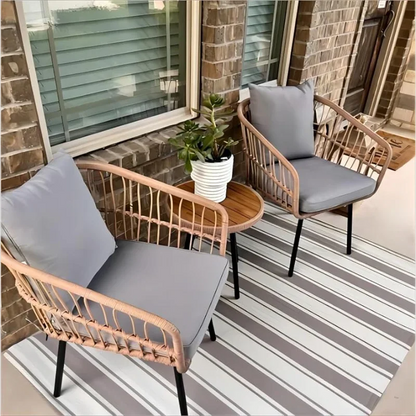 Rattan Conversation Set with Table and Chair