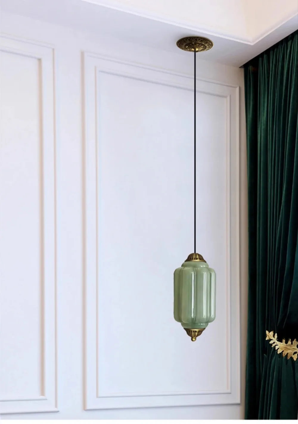 Suspension vintage en verre strié