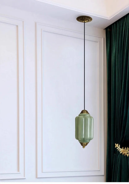 Suspension vintage en verre strié