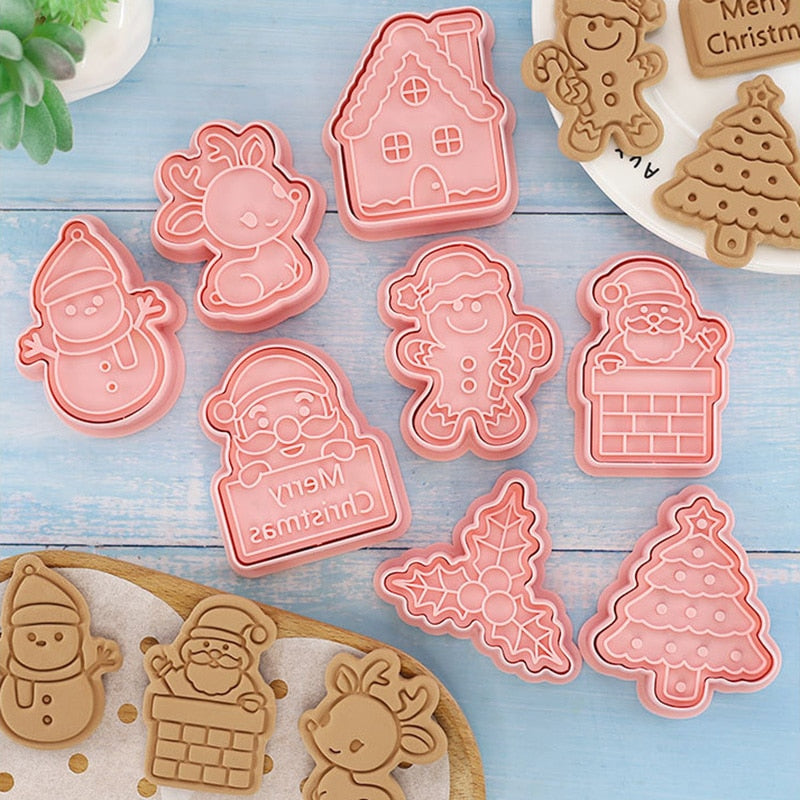 8Pcs 3D Christmas Cookie Mold