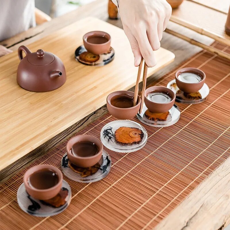 Tappetino per tazza da tè in legno