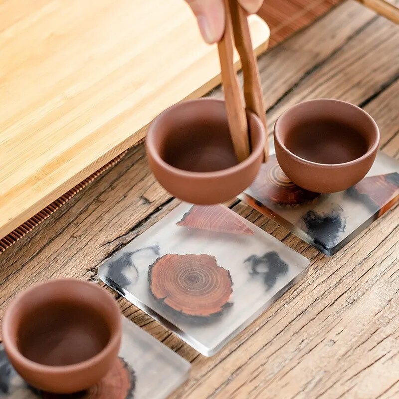 Tapis de tasse à thé en bois