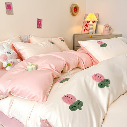 Tulip Flower Embroidered Bedding Set
