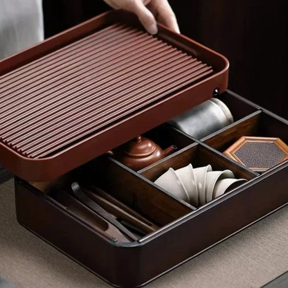 Multifunctional Bamboo Tea Tray with Drainage