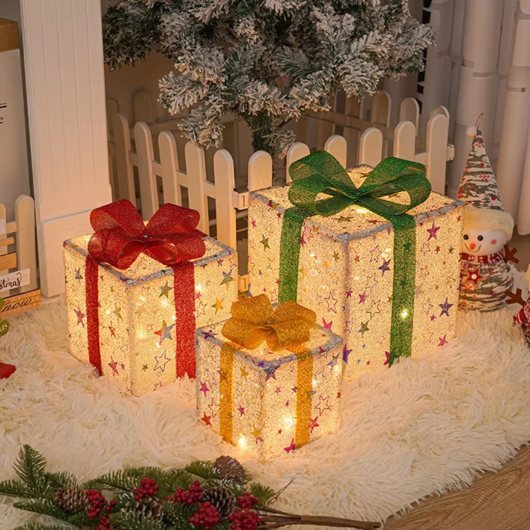 Christmas Lighted Gift Boxes with Remote