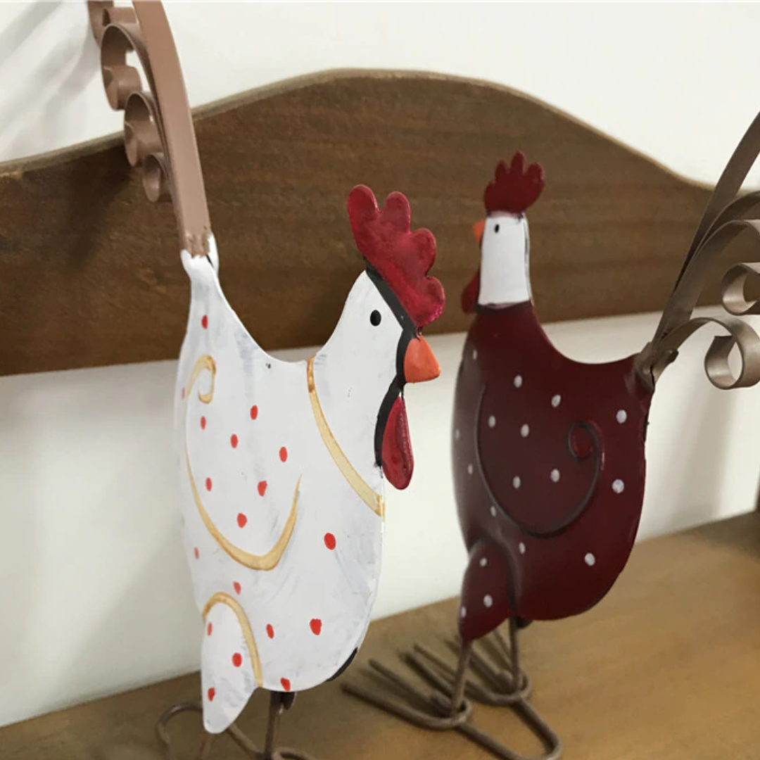 Iron Chicken with white polka dots