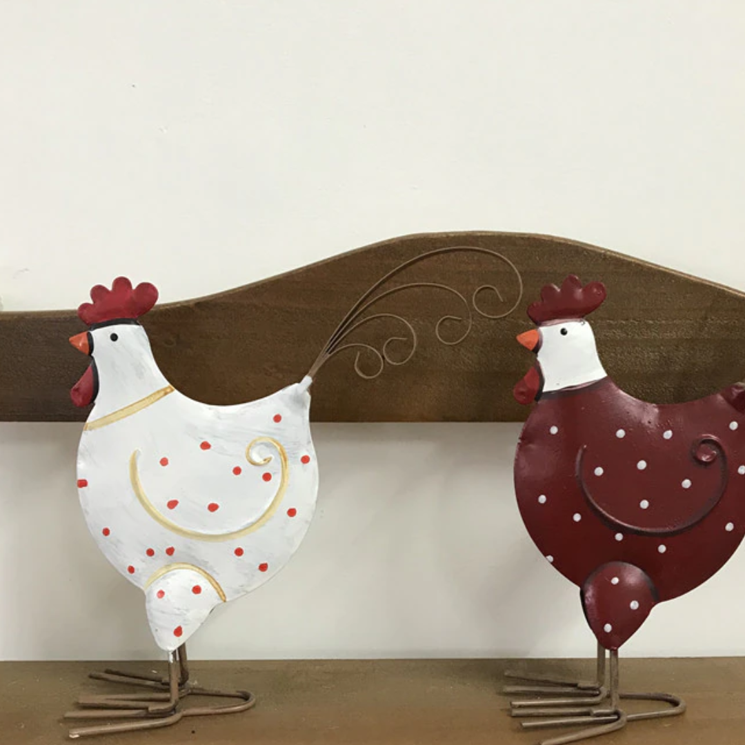 Iron Chicken with white polka dots