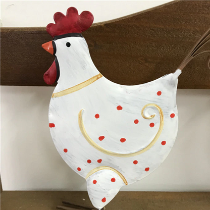 Iron Chicken with white polka dots