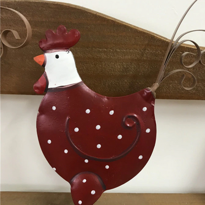 Iron Chicken with white polka dots