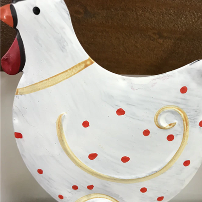 Iron Chicken with white polka dots