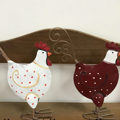 Iron Chicken with white polka dots