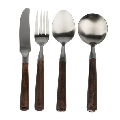 Wooden matte stainless steel food tableware