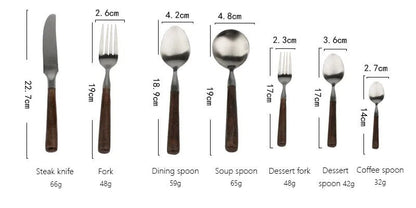 Wooden matte stainless steel food tableware