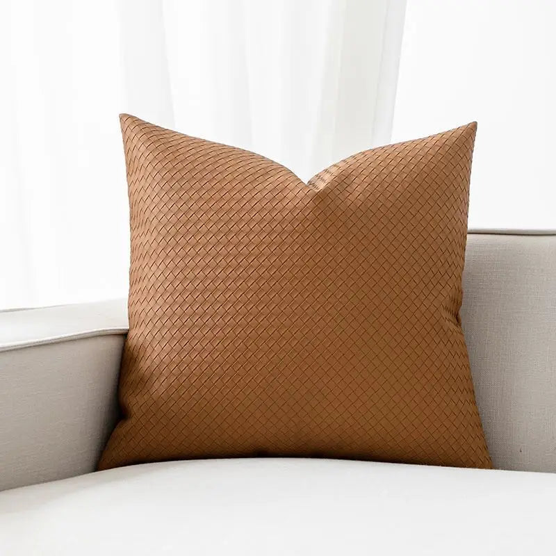 Woven Texture Leather Sofa Pillowcase