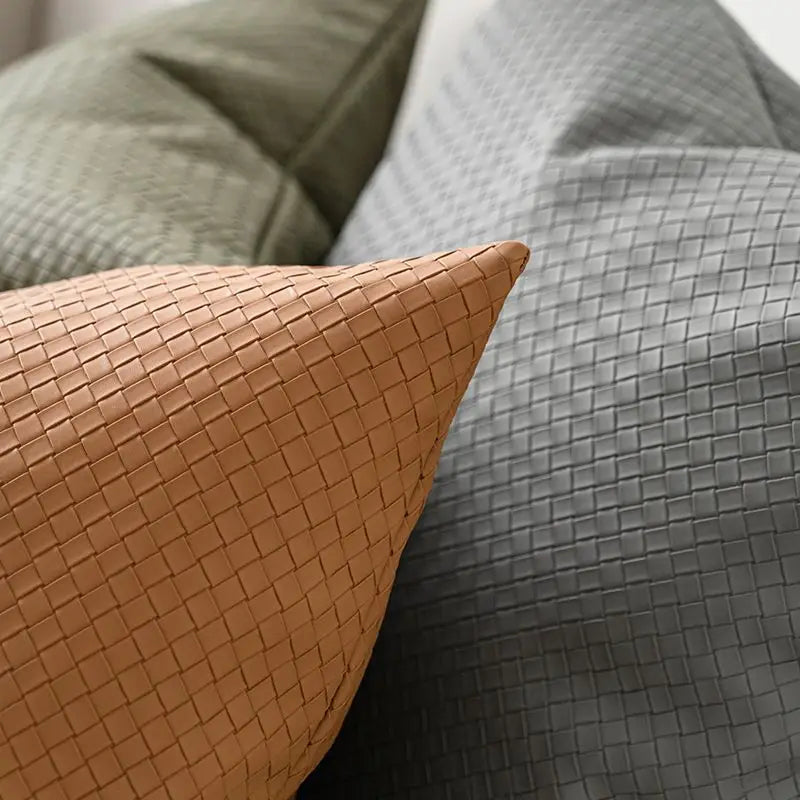 Woven Texture Leather Sofa Pillowcase