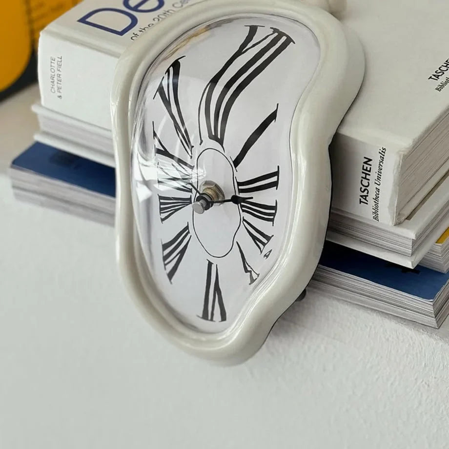 Surrealist Melting ABS Table Clock, Dali-Inspired Shelf Decor