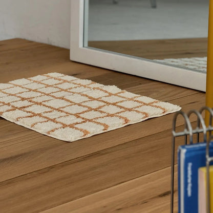 Tufted Shaggy Checkered Plush Accent Rugs