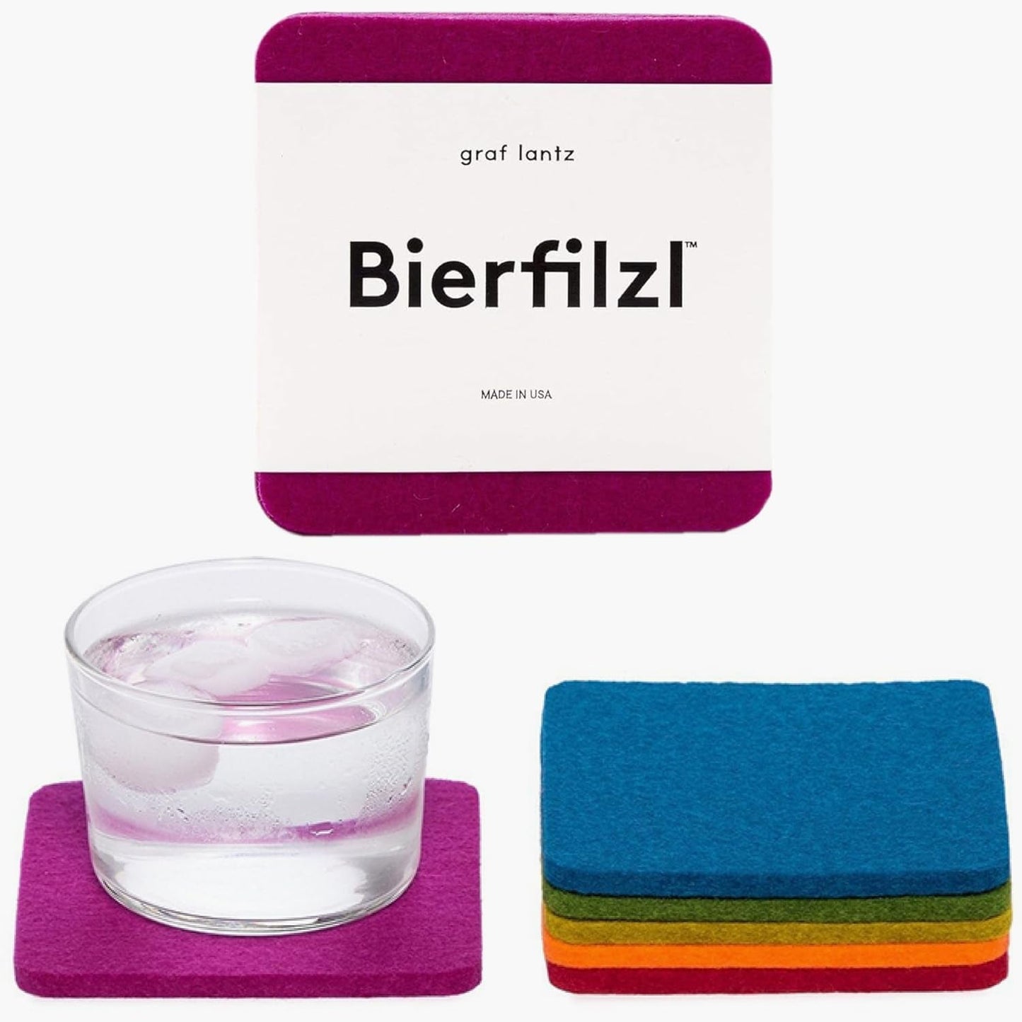 Graf Lantz - Bierfilzl Felt Coasters - Square - 100% Merino Wool - Moisture Wicking - Heat Resistant - Sustainable - Home Decor - Housewarming Gift - 4 Coaster Set - 4" X 4" X 5 Mm - Forest Bar Tools Bar Tools & Drinkware Coasters Dining & Entertaining Home & Kitchen Kitchen & Dining