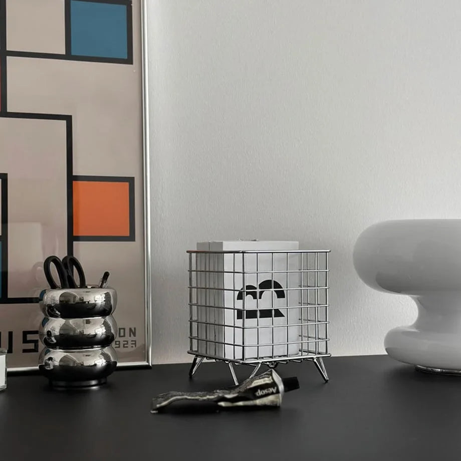 Minimalist Grid Metal Desktop Organizer