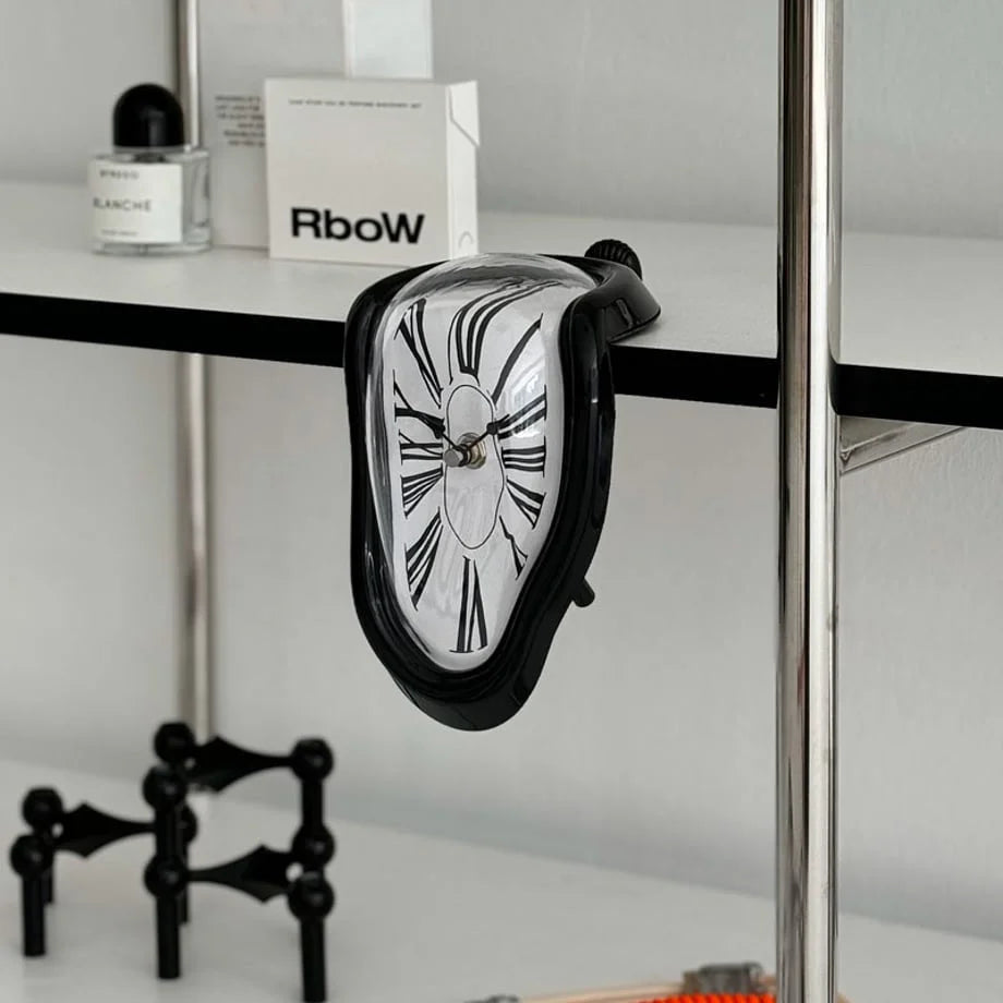 Surrealist Melting ABS Table Clock, Dali-Inspired Shelf Decor