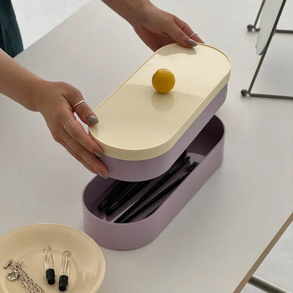 Smooth Colorblock ABS Makeup Organizer