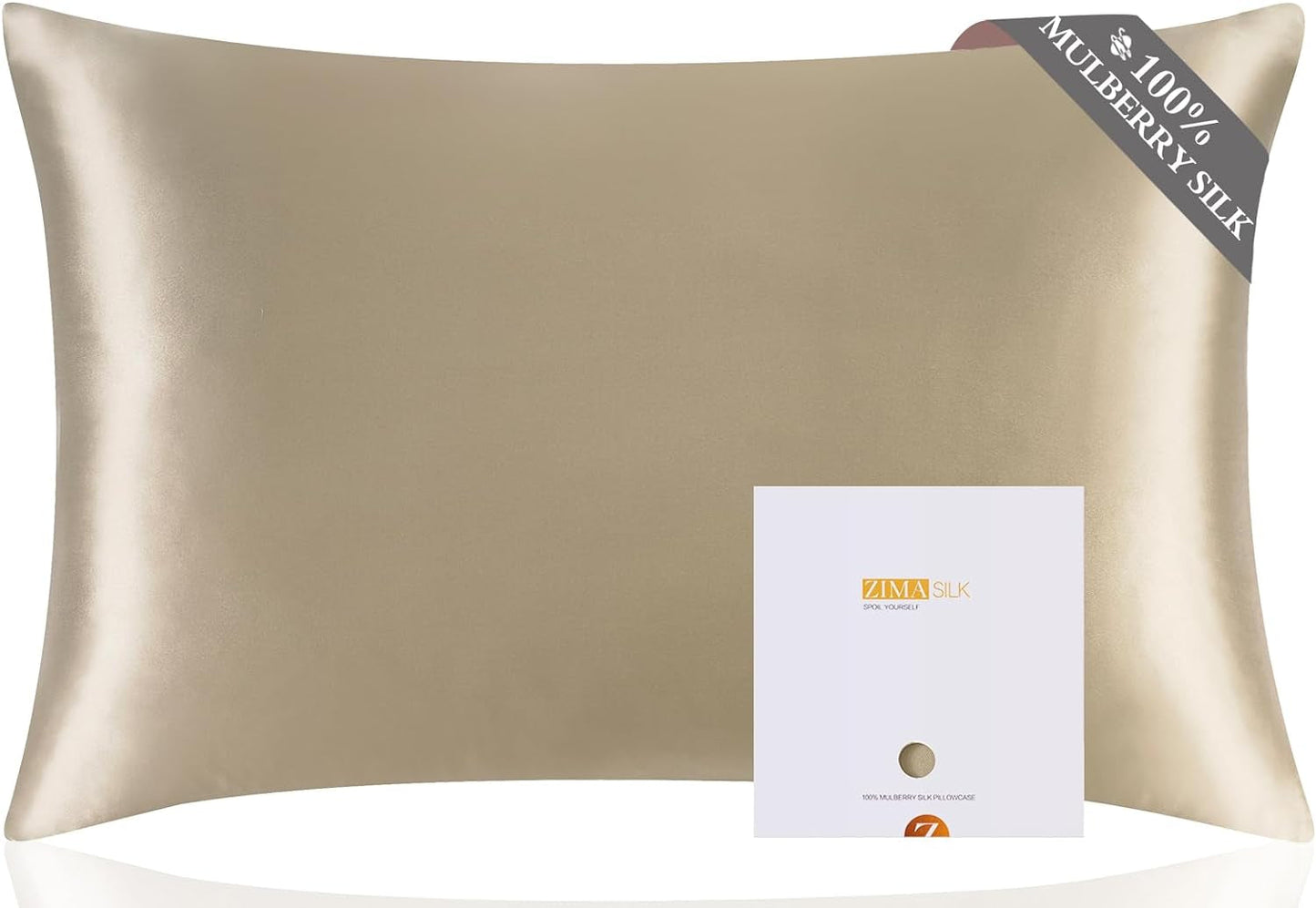 ZIMASILK 100% Pure Mulberry Silk Pillowcase for Hair and Skin Health,Soft and Smooth,Both Sides Premium Grade 6A Silk,600 Thread Count,With Hidden Zipper,1Pc(Standard 20''X26'',Beige) Bedding Home & Kitchen Pillowcases Sheets & Pillowcases