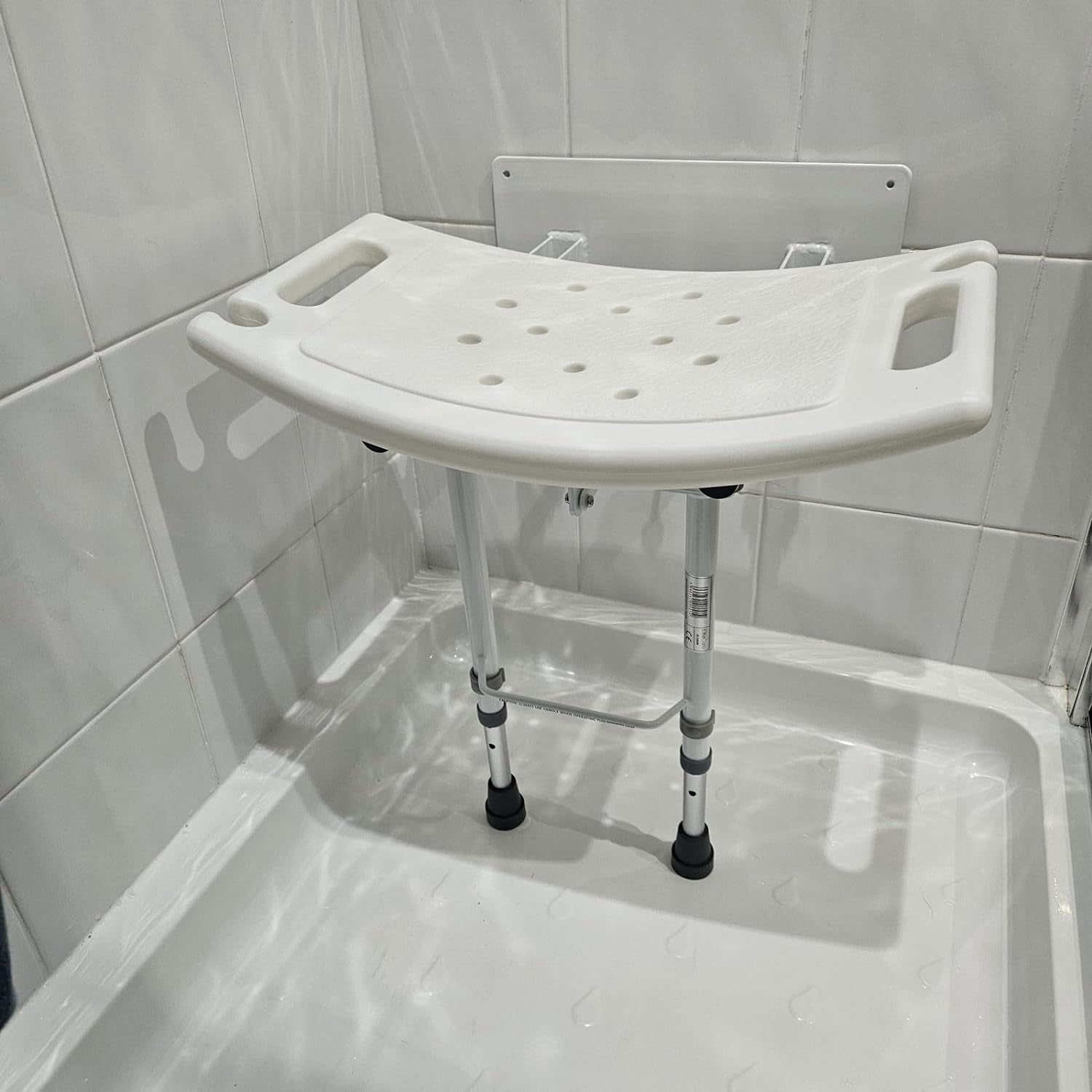 ECSS05W Fold down Wall Mounted Shower Seat with Legs Aids & Accessories Bath & Shower Aids Bath & Shower Safety Seating & Transfer Benches Bathroom Safety Mobility & Daily Living Aids