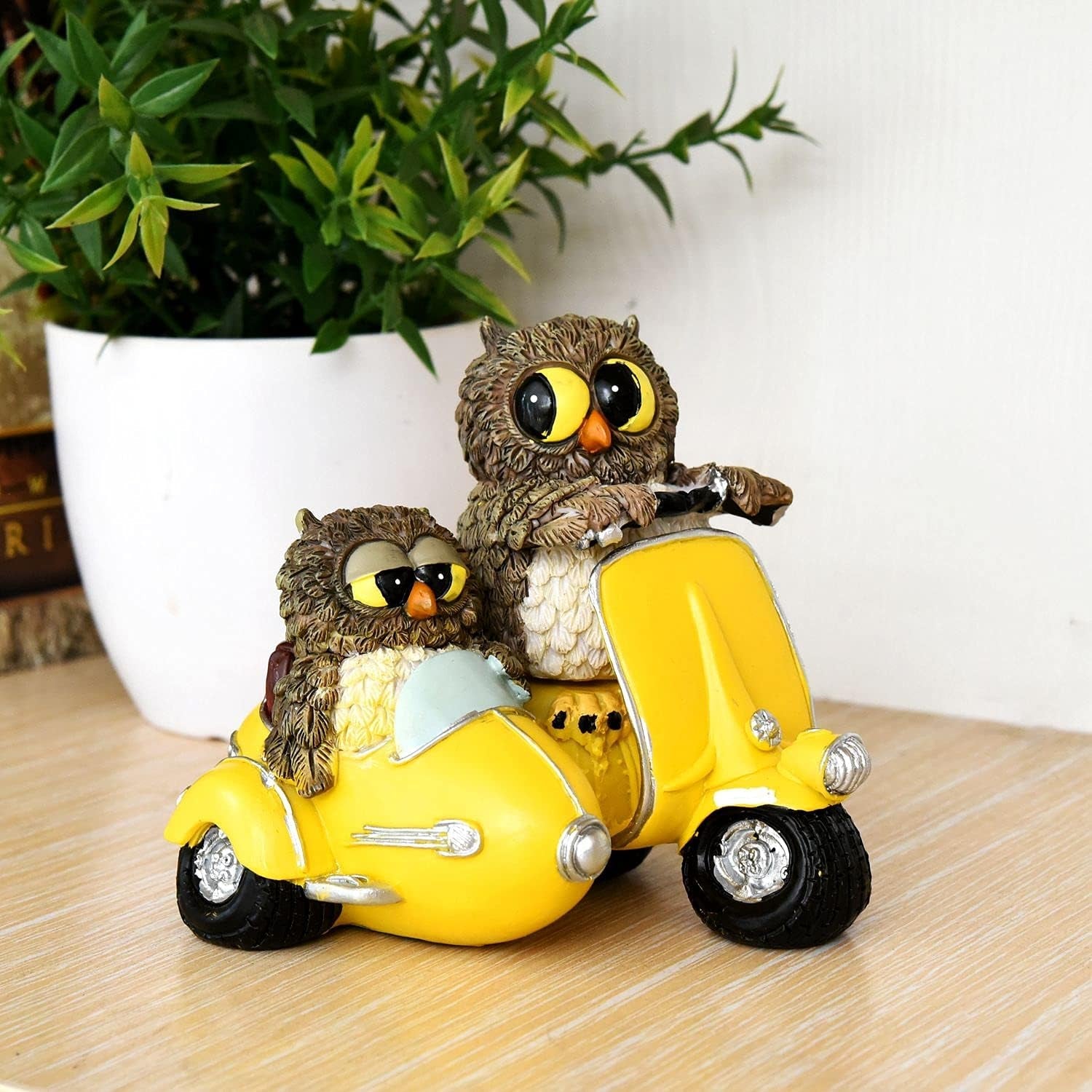 GINMIC Owl Statue, Home Office Decoration Accent, Bookshelf Decoration Accent, Animal Decoration Sculpture (Yellow) Home & Kitchen Home Décor Accents Home Décor Products Sculptures Statues