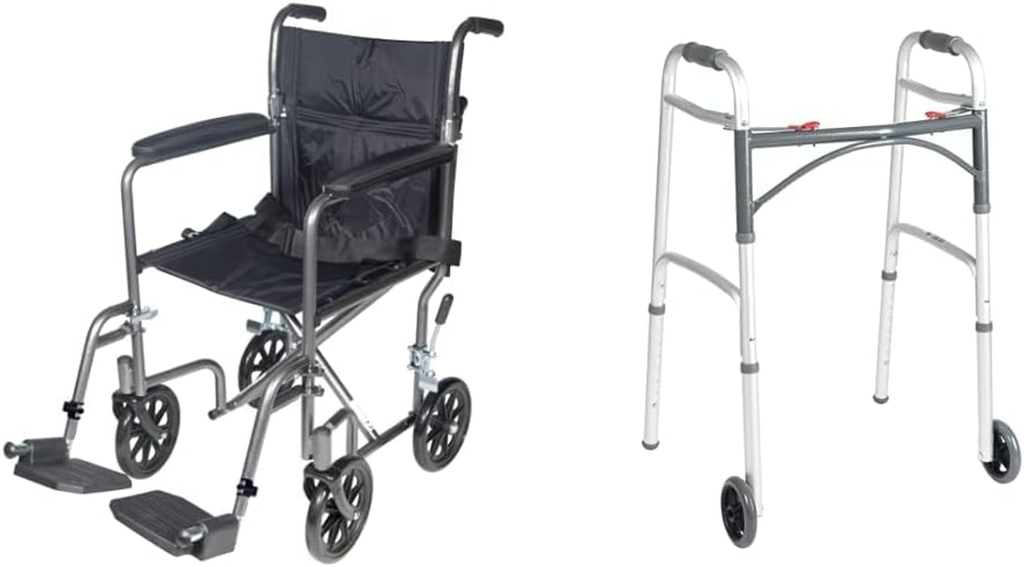 Drive Medical TR39E-SV Lightweight Folding Transport Wheelchair with Swing-Away Footrest, Silver Mobility & Daily Living Aids Mobility Aids & Equipment Mobility Scooters & Accessories Self-Propelled Wheelchairs Wheelchairs