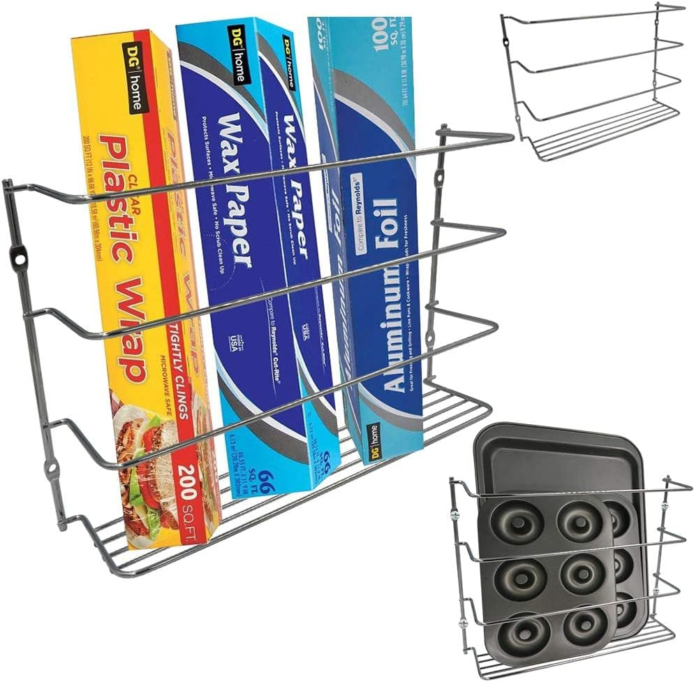 Evelots 2 Pack Plastic and Foil Wrap Organizer on Cabinet Door or Pantry Wall Rack - Sandwich, Freezer, Food Bag Storage Organizer - Bathroom Laundry Supplies, Kitchen Organization and Storage Home & Kitchen Kitchen & Dining Kitchen Storage & Organization Accessories Storage & Organization