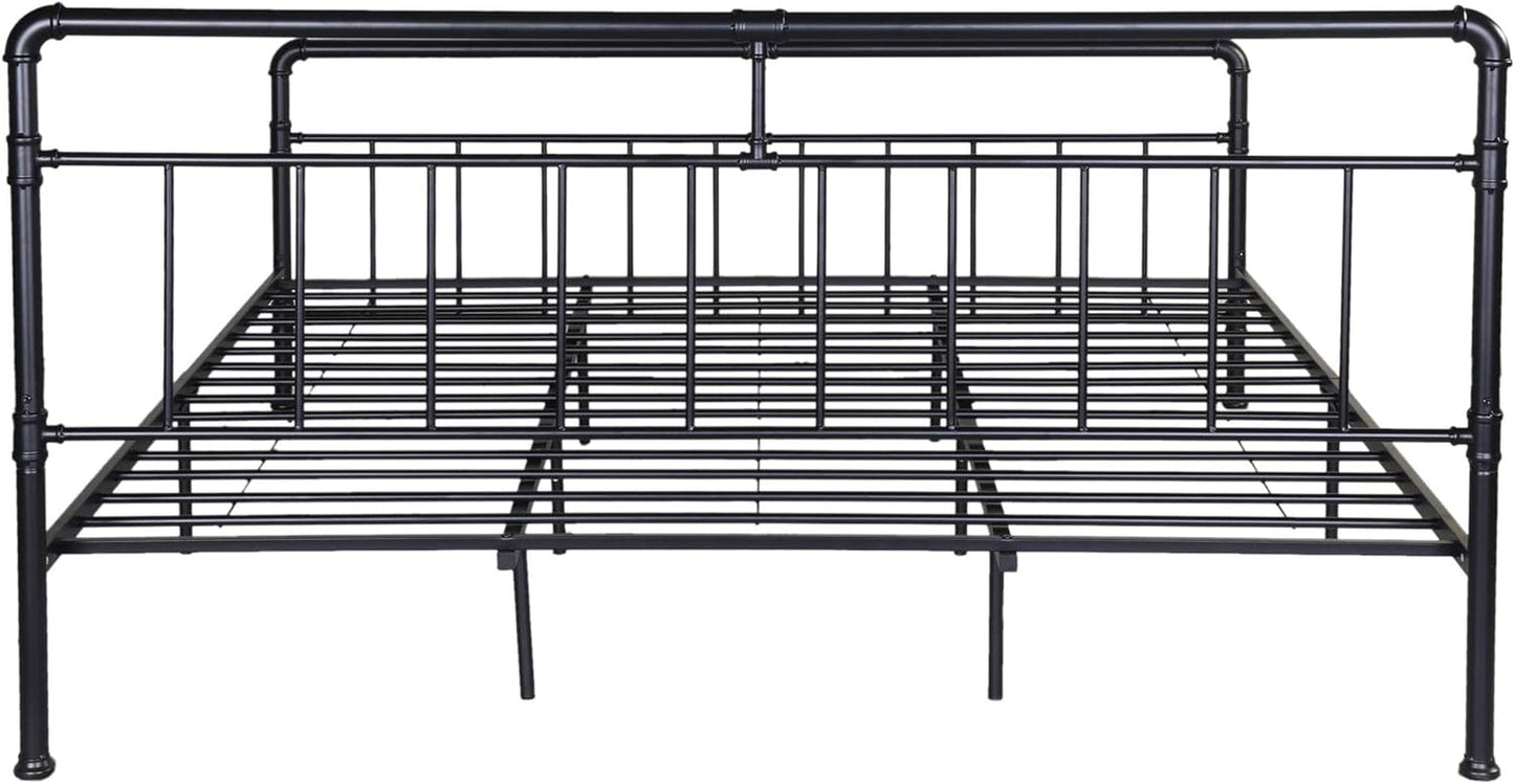 Christopher Knight Home Sally King-Size Iron Bed Frame, Minimal, Industrial, Flat Black Bedroom Furniture Beds Frames & Bases Furniture Home & Kitchen