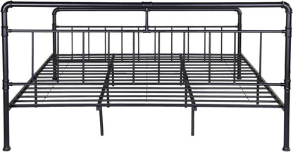 Christopher Knight Home Sally King-Size Iron Bed Frame, Minimal, Industrial, Flat Black Bedroom Furniture Beds Frames & Bases Furniture Home & Kitchen