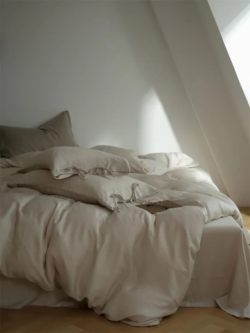 Silky Soft Tie Closure Tencel Bedding Set