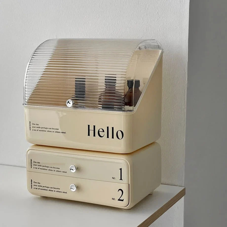 Retro Typographic Stackable ABS Makeup Organizer