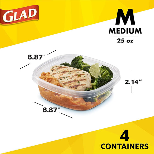 Glad Series Food Storage Containers, 4 Count | Strong and Durable Food Storage Food Containers for Everyday Use | Use to Store Meals, Snacks, and Desserts Container Sets Food Containers Food Storage Home & Kitchen Kitchen & Dining Storage & Organization