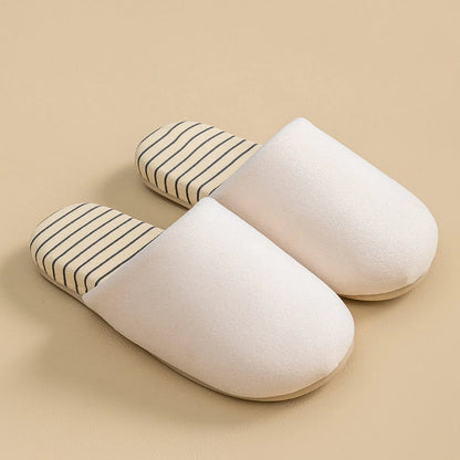 Plush Striped Cotton House Slippers