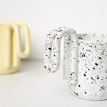 Sculptural Loop Handle Frosted Ceramic Mug