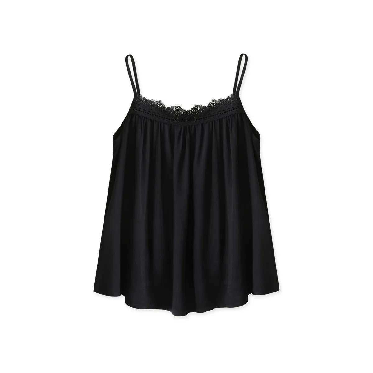 Silky Lace Trim Cotton Sateen Pajama Set
