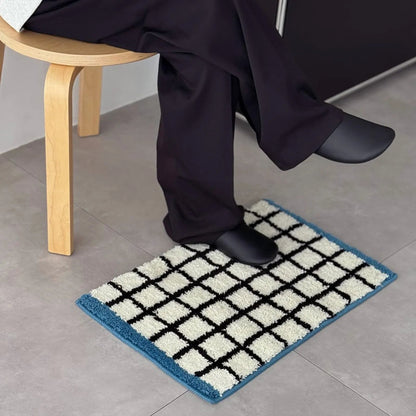 Plush Grid Checkered Tufted Accent Rug