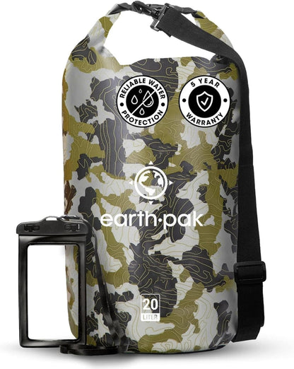 Earth Pak Waterproof Dry Bag - Roll Top Waterproof Backpack Sack Keeps Gear Dry for Kayaking, Beach, Rafting, Boating, Hiking, Camping and Fishing with Waterproof Phone Case Kayak Accessories Kayaking Sports Sports & Outdoors Water Sports