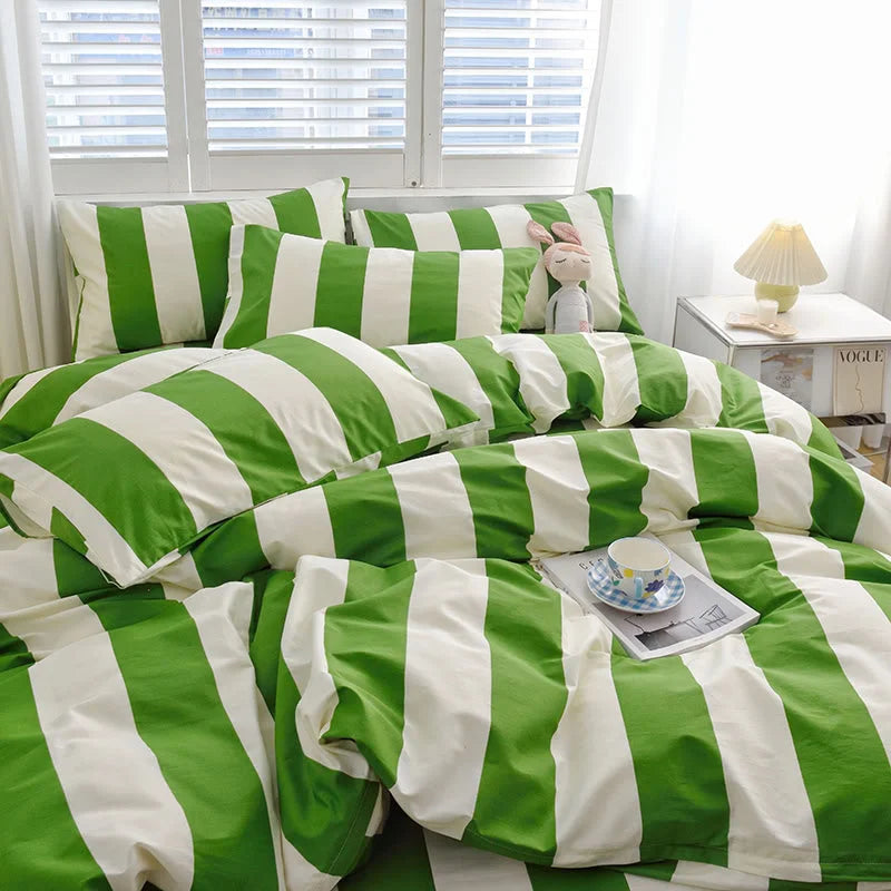 Soft Bold Stripe Cotton Bedding Set