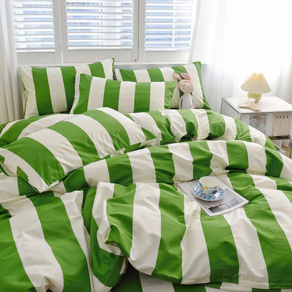 Soft Bold Stripe Cotton Bedding Set