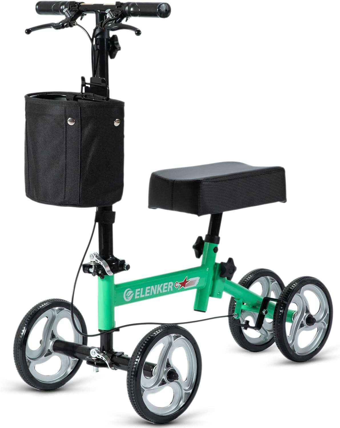 ELENKER Knee Scooter with Basket Dual Braking System for Ankle and Foot Injured (Green) Medical Supplies & Equipment Mobility & Daily Living Aids Mobility Aids & Equipment Rollators & Accessories Rolling Walkers Walkers