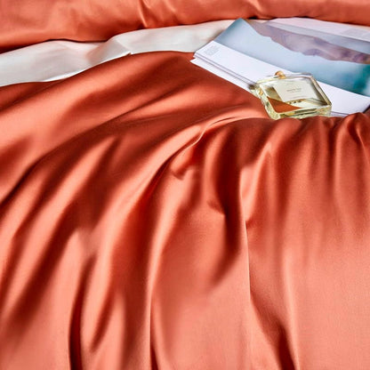 Leila Orange Embroidered Edge Egyptian Cotton Bedding Set